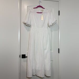 NWT Roolee 100% cotton dress with puff sleeves bow tie